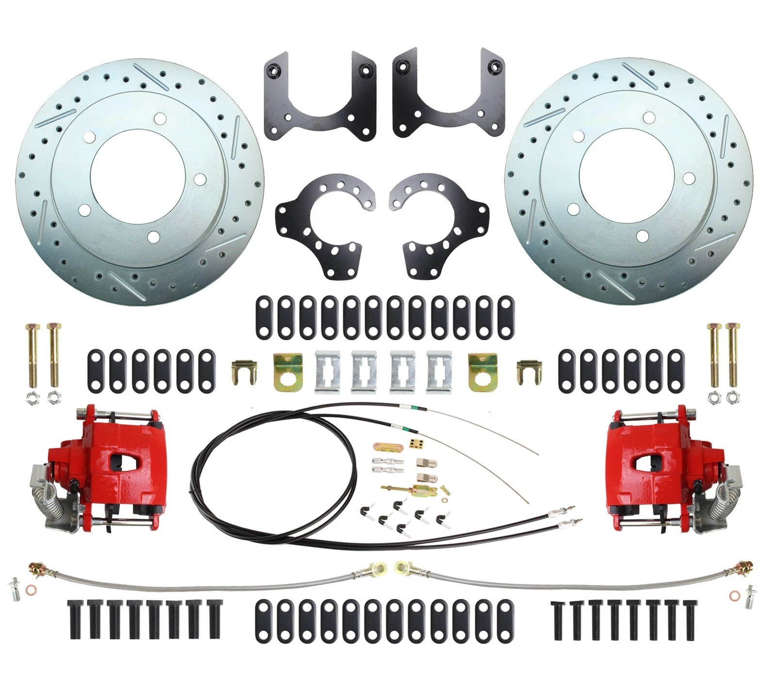 1980-1996 Ford Bronco / F-150 8.8 Rear Disc Brake Conversion, E-Brake Red Calip